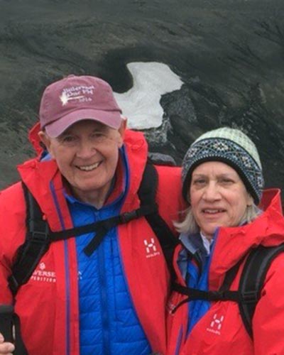 Arlen and Debra Prentice traveling in Antarctica.