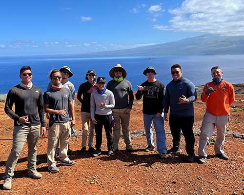 CSS students spent four days in March on Kaho‘olawe, giving back to the land and collecting research for their capstone projects. (Photo courtesy: Māhie Lee)