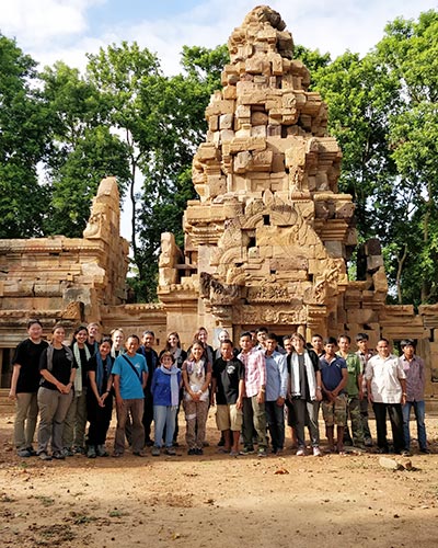 The research team and Earthwatch crew in 2019 at Prasat Baset, Battambang Province, Cambodia.
